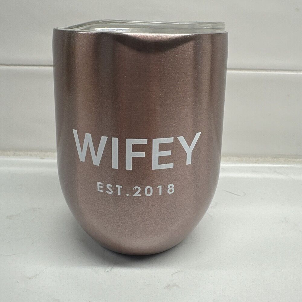 WIFEY est 2018 Insulated Pink Tumbler With Lid Anniversary Gift